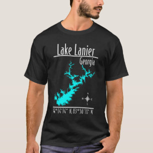 T-shirt Carte des coordonnées du lac Lanier en Géorgie