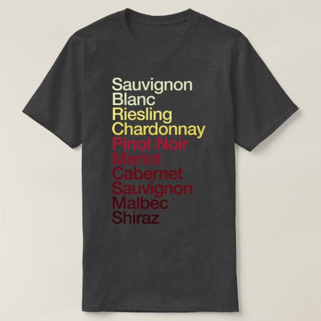 T-shirt Carte des couleurs Pinot Noir Chardonnay (Design devant)