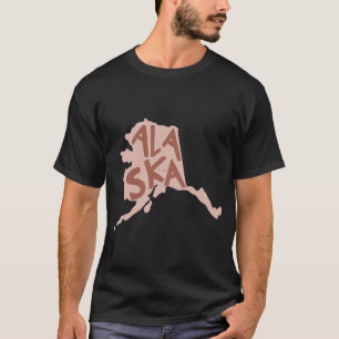 T-shirt Carte des Doodles de l'Alaska Plan rouge Surdimens