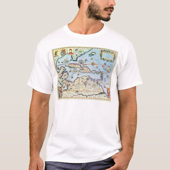 T-shirt Carte des îles des Caraïbes (Devant)
