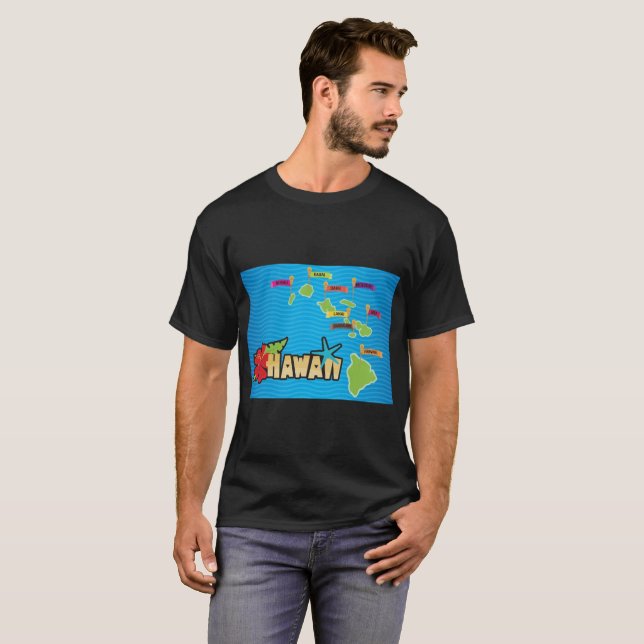 T-shirt Carte des îles Hawaii (Devant entier)