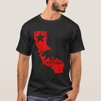 T-shirt Carte des ours de Californie Golden State Red Star
