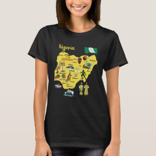 T-shirt Carte des symboles de lieux remarquables du Nigeri
