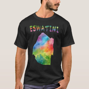 T-shirt Carte d'Eswatini Swaziland couleur carte d'aquarel
