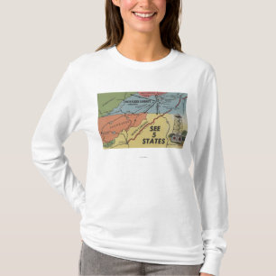 T-shirt Carte détaillée de 5 états - grande surveillanc