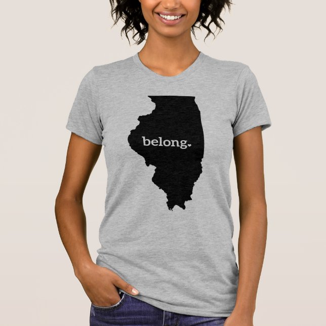T-shirt Carte d'État de l'Illinois Belong (Devant)