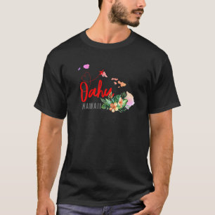 T-shirt Carte d'Oahu correspondant aux vacances Famille Fi
