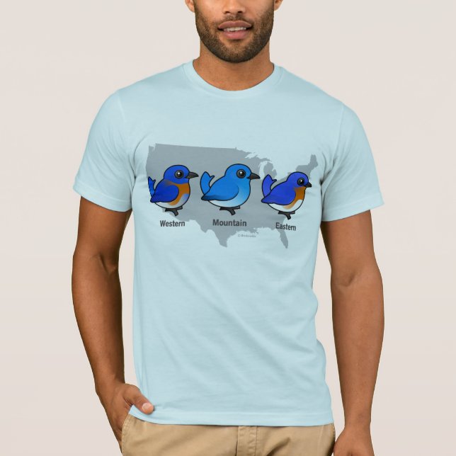 T-shirt Carte d'oiseau bleu (Devant)