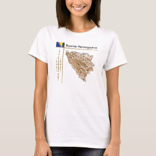 T-Shirt Carte + Drapeau + Titre Bosnie Herzégovine