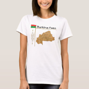 T-Shirt Carte + Drapeau + Titre Burkina Faso