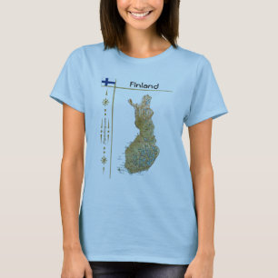 T-Shirt Carte + Drapeau + Titre Finlande