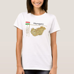 T-Shirt carte + drapeau + titre Hongrie