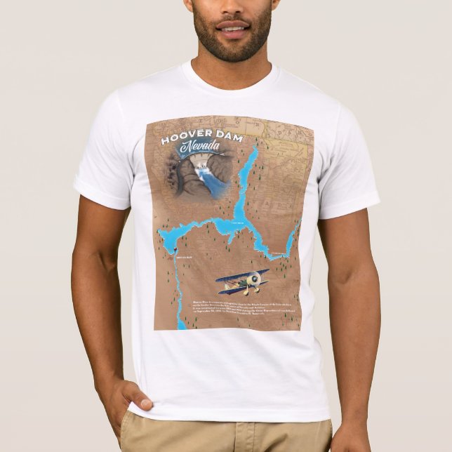 T-shirt Carte du barrage Hoover Nevada (Devant)