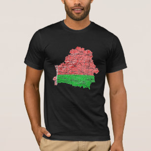 T-Shirt carte du Bélarus couleur du drapeau