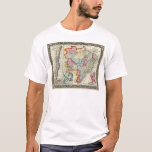T-shirt Carte du Brésil, de la Bolivie, du Paraguay, et d