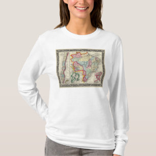 T-shirt Carte du Brésil, de la Bolivie, du Paraguay, et d