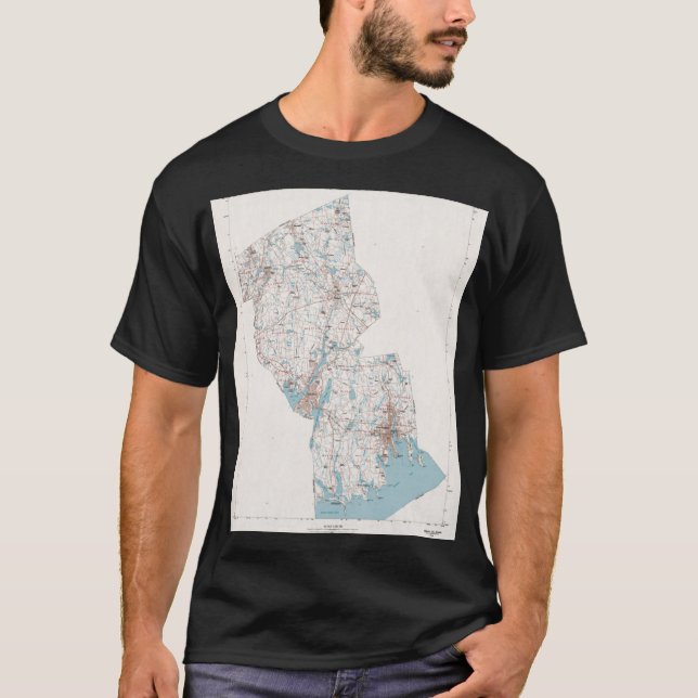 T-shirt Carte du comté de Bristol MA 1980 Massachusetts du (Devant)