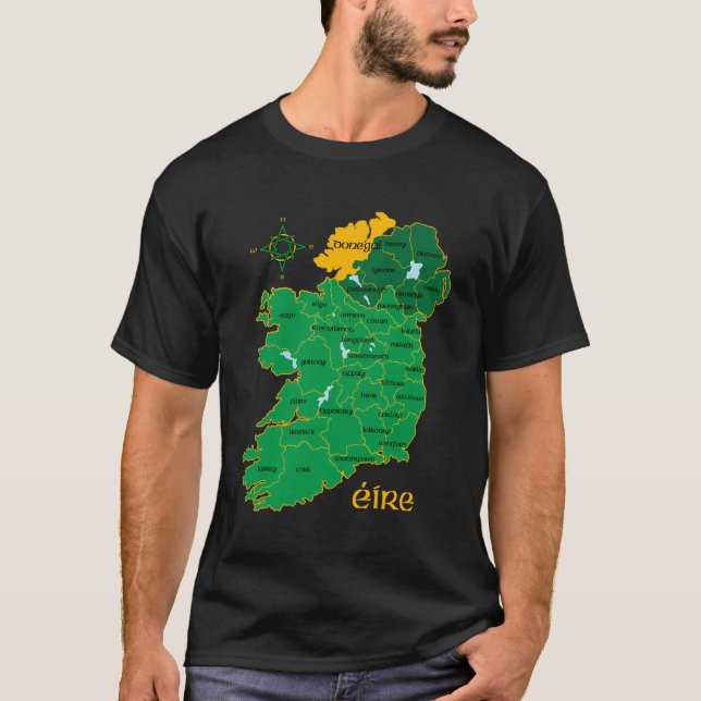 T-shirt Carte du comté de Donegal Irlande Eire Irish Trave (Devant)