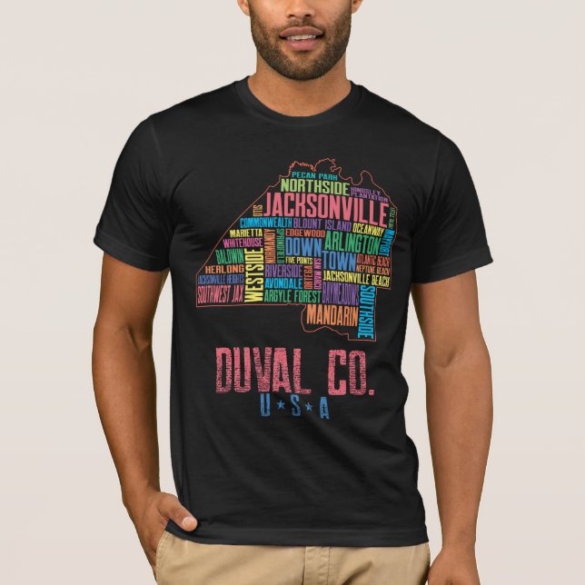 T-shirt Carte du comté de Jacksonville Duval Floride États (Devant)