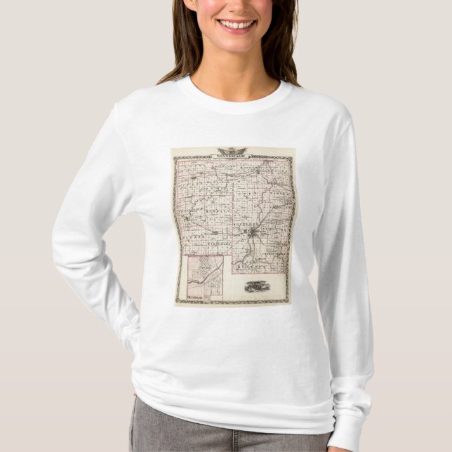 T-shirt Carte du comté de Winnebago et de Belvidere (Devant)
