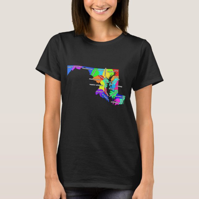 T-shirt Carte du comté du Maryland Limites américaines Cap (Devant)