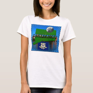 T-shirt Carte du Connecticut, Texte, Trimestre des couleur