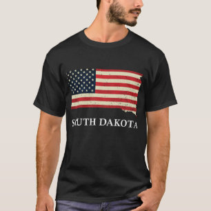 T-shirt Carte du Dakota du Sud État américain Drapeau 4 ju