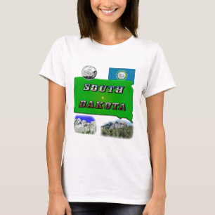 T-shirt Carte du Dakota du Sud, Texte photo, Quartier Faux