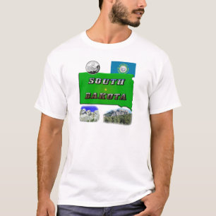 T-shirt Carte du Dakota du Sud, Texte photo, Quartier Faux