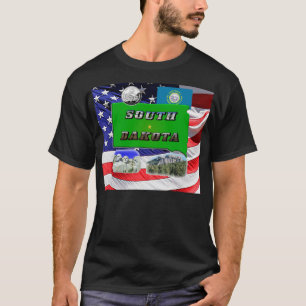 T-shirt Carte du Dakota du Sud, Texte photo, Trimestre des