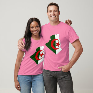 T-shirt Carte du drapeau de l'Algérie
