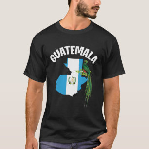 T-shirt Carte Du Drapeau Et Quetzal Oiseau Du Guatemala Po