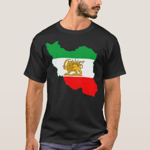 T-shirt Carte du drapeau iranien avec logo Lion
