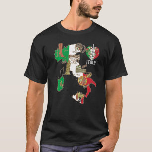 T-shirt Carte du Drapeau Italien Graphique Italie Coeur It