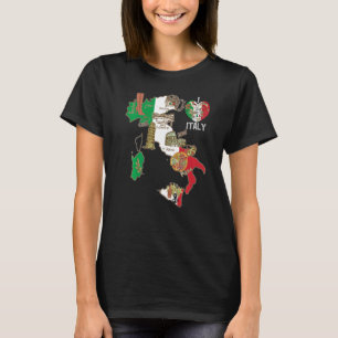 T-shirt Carte du Drapeau Italien Graphique Italie Coeur It