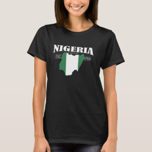 T-shirt Carte du drapeau nigérian, Fête de l'indépendance 