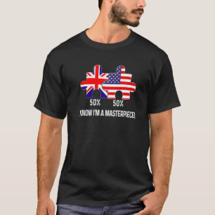 T-shirt Carte du drapeau semi-américain demi-britannique c
