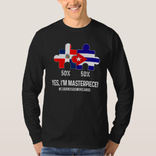 T-shirt Carte du drapeau semi-dominicain à moitié cubain c