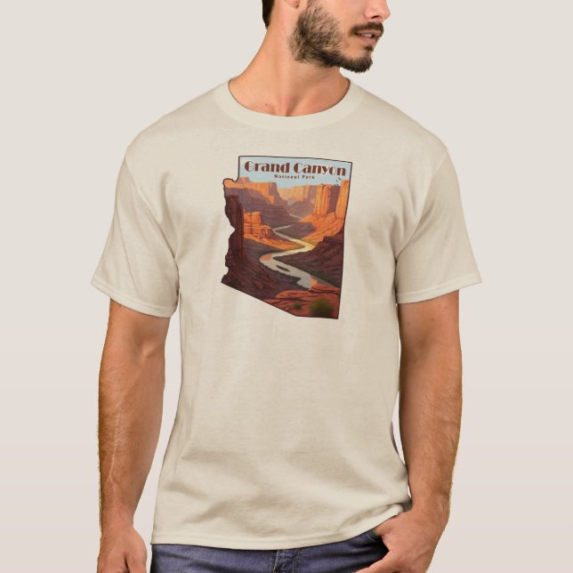 T-shirt Carte du Grand Canyon National Park Arizona (Devant)