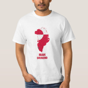 T-shirt Carte du Groenland Drapeau blanc rouge Nuuk Arctiq