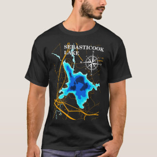 T-shirt Carte du lac Sebasticook, Souvenir de la nature