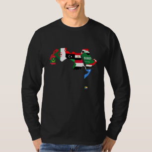 T-shirt Carte du monde arabe avec drapeaux nationaux Le Co