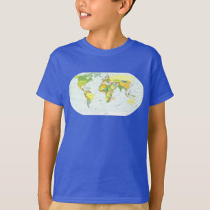 T-shirt Carte du monde Atlas Poster Politique : Décoration