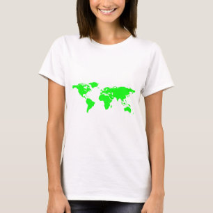 T-shirt Carte du monde blanc vert