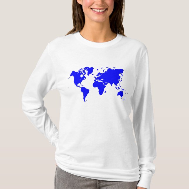 T-shirt Carte du monde - Bleu (Devant)