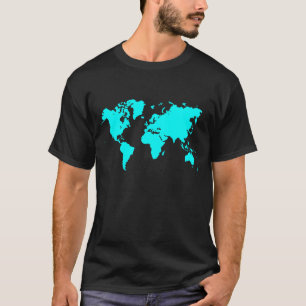T-shirt Carte du monde - Cyan