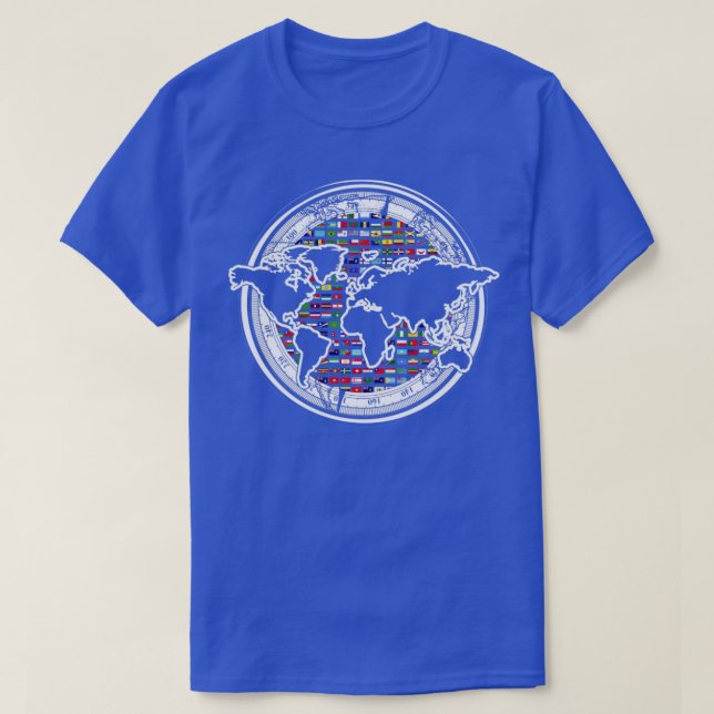 T-shirt Carte du monde de voyage international de Compass  (Design devant)
