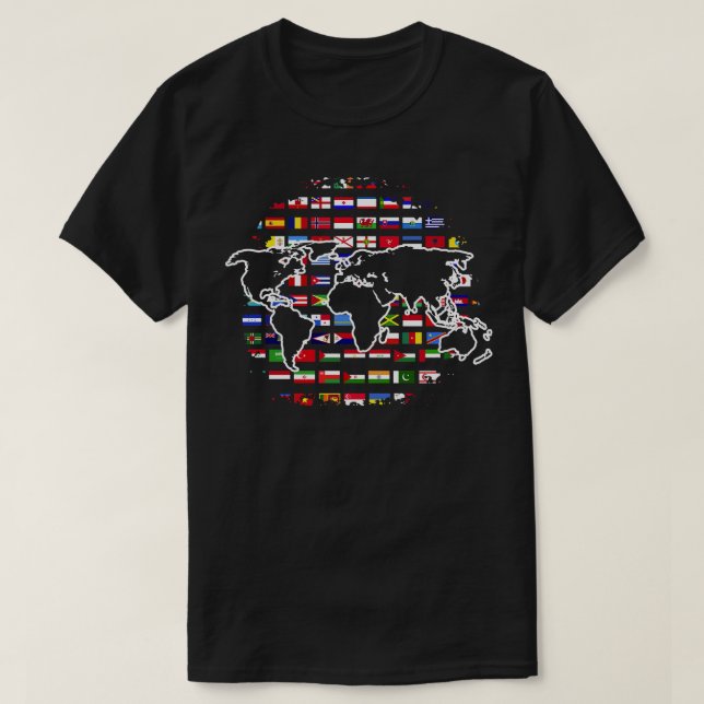 T-shirt Carte du monde des voyages Traveller International (Design devant)