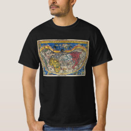 T-shirt Carte du monde en forme de coeur antique par Peter