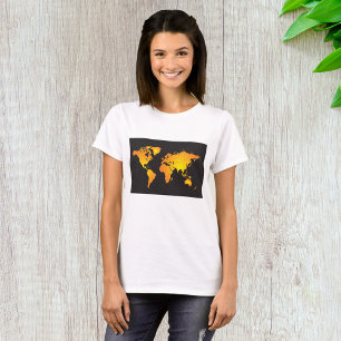 T-shirt Carte du monde lumineux en orange et jaune
